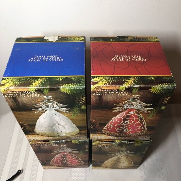 Glass ANGELS Christmas tree ornaments. Costco. 2 red. One gold. One silver. 4.5” - Picture 4 of 7